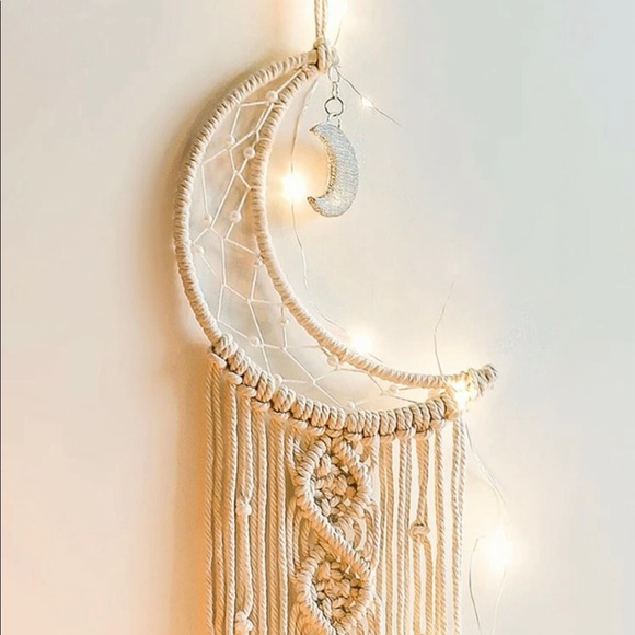 Macrame moon Wall hanging tassel decor Dreamcatcher woven room rope - Picture 2 of 5